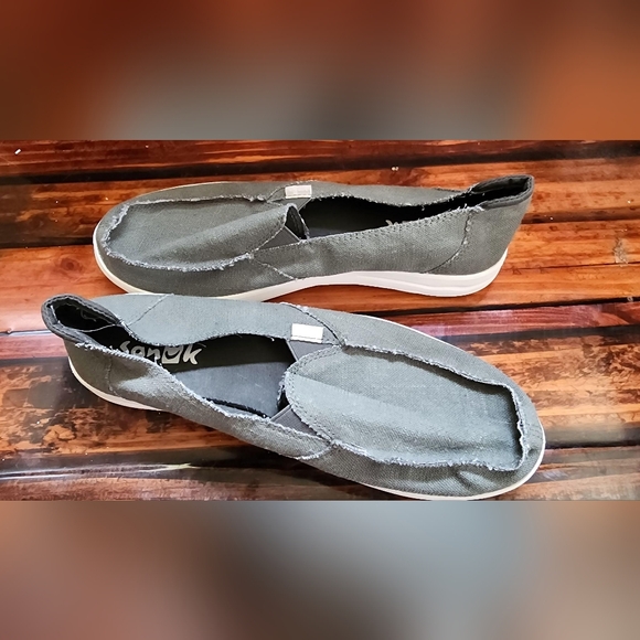 Sanuk Shoes - Sanuk Hemp Men's Casual Olive Slip-On Shoes 9.5